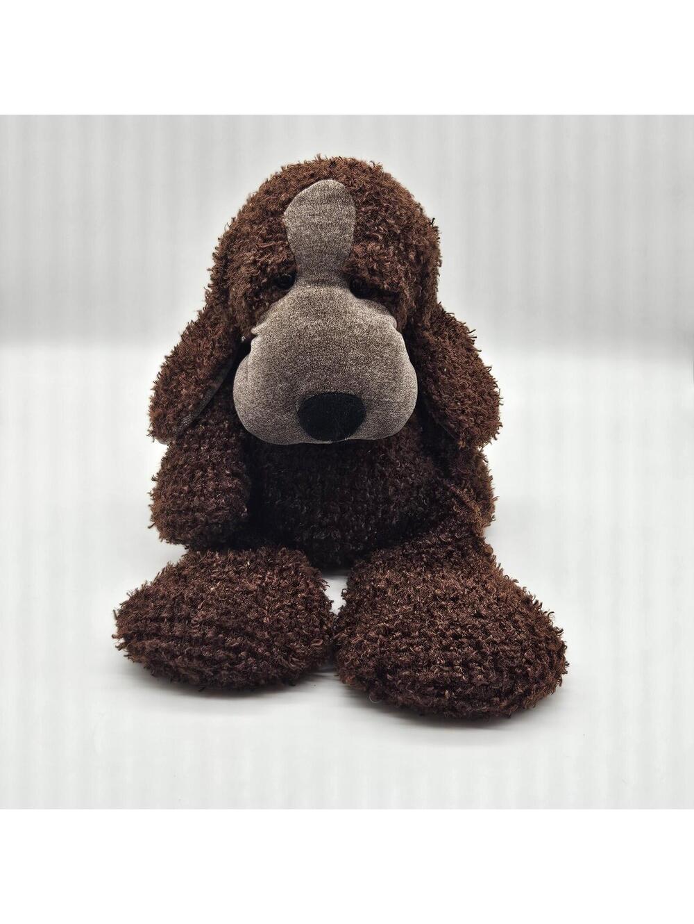Vintage Russ Berrie Flatfoot Brown Dog Plush Floppy Pellets 14" Excellent
